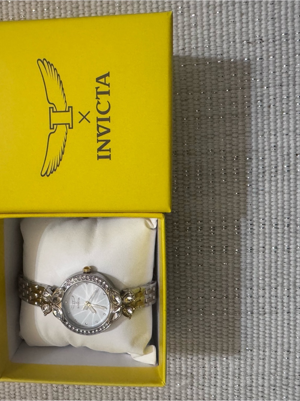 Invicta Two-Tone Gold and Silver Crystal Butterfly Women's Watch - Picture 2 of 5